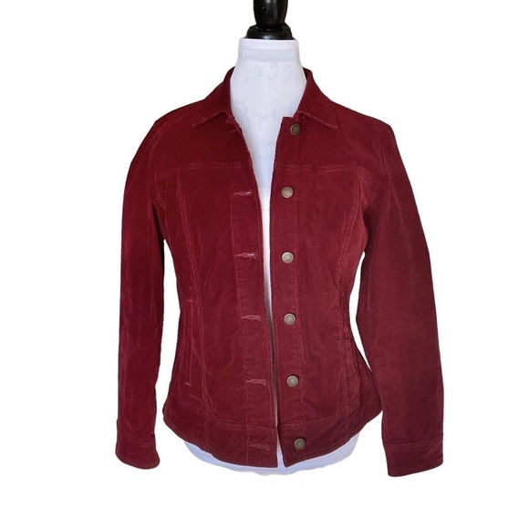 Pendleton Jackets & Blazers - Pendleton M Red Corduroy Button Stretch Jacket